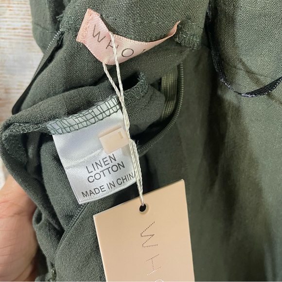 WHO I AM cowl neck relaxed jumpsuit crisscross back olive green Size 10 - Picture 6 of 14